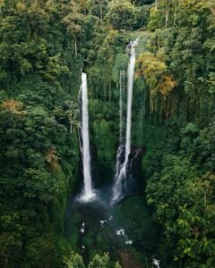 Aerial View of Sekumpul Waterfall in Bali Indonesia