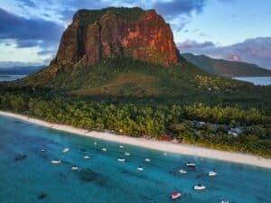 Grand Baie Beach Mauritius aerial view
