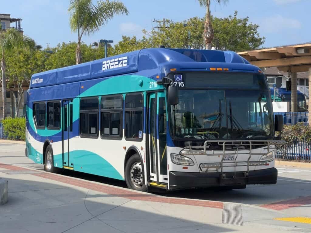 Breeze Bus in Oceanside, CA on Sunny Day