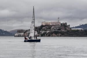 Ship Sailing in Sea near Alcatraz