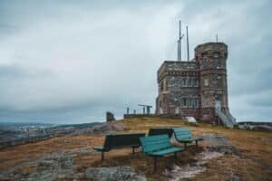 Benches in Front of Cabot Tower on Signal Hill, St. John's, Canada