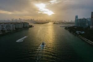 Body of Water Near City Buildings, Miami, United States