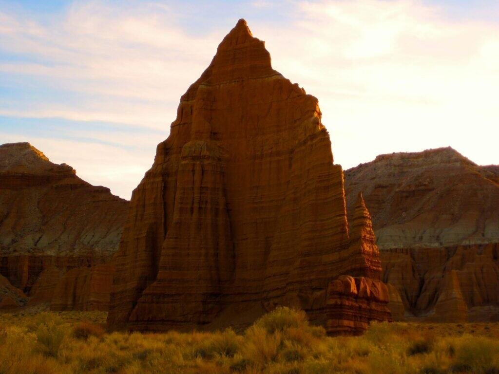 Brown Rock Formation Under White Sky, Utah, USA