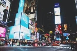 Busy Street during Nighttime, New York City, United States