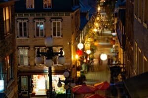 Charming Night View of Petit Champlain, Quebec City, QC, Canada