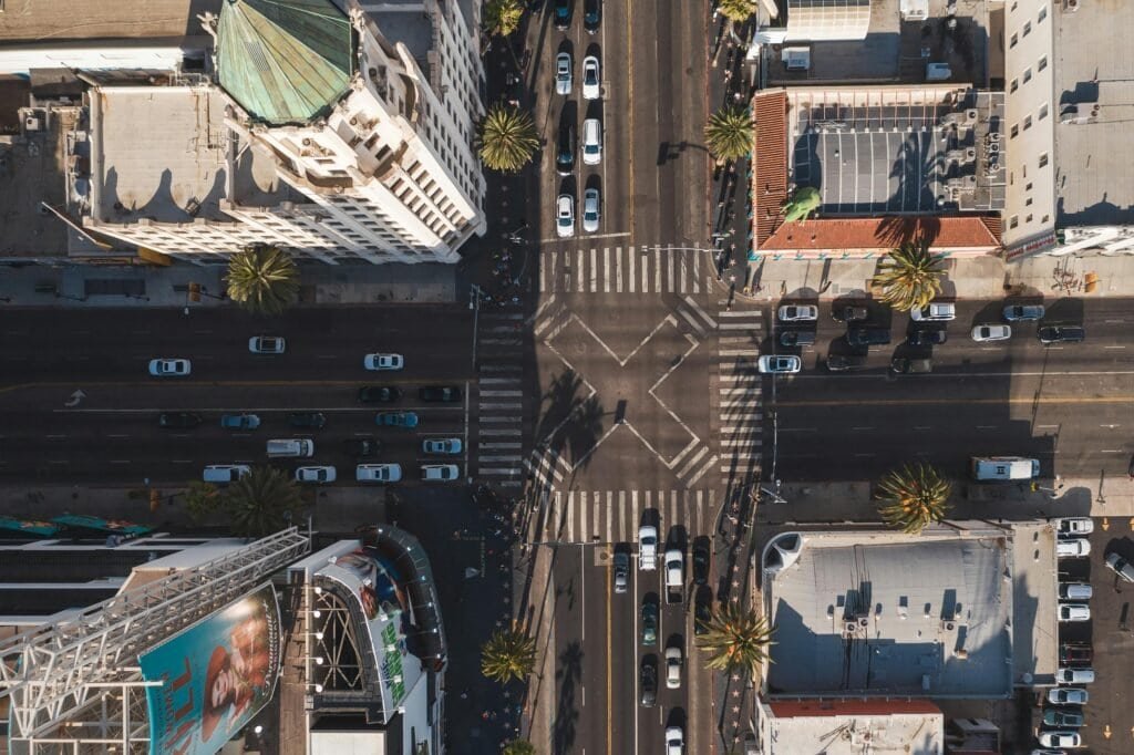 Drone Shot of an Intersection Los Angeles USA Los Angeles Travel Guide 2026 | Best Places, Things to Do & Travel Tips Drone Shot of an Intersection, Los Angeles, USA