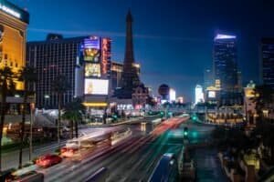 Light Trails on the Road During Night Time, Las Vegas, USA