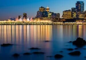 Lighted High-rise Buildings Near Body of Water, Vancouver, BC, Canada