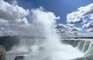 Majestic View of Niagara Falls Under Cloudy Sky, Canada