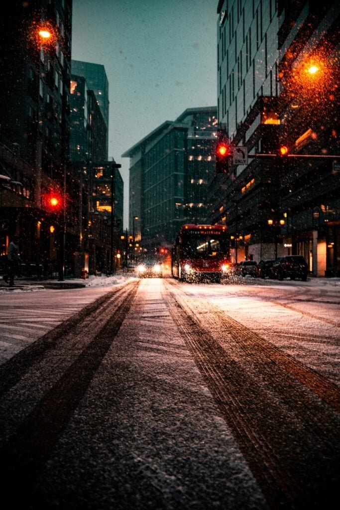Road Covered with Snow, Denver, CO, United States