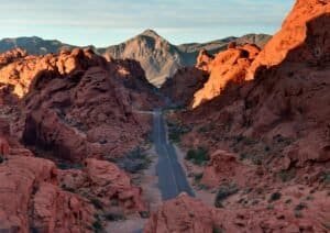 Road Crossing the Desert in Nevada, Las Vegas, USA