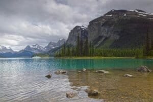Scenic View of Maligne Lake in Jasper National Park, Alberta, Canada