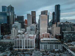 Seattle Downtown Skyline Aerial View, Washington, United States