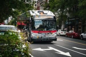 Urban City Bus on Washington D.C. Street, Washington D.C, USA