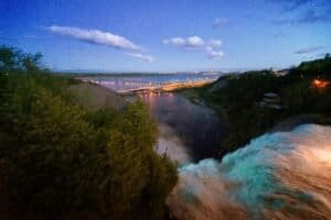 Waterfalls at Dusk, Quebec City, Canada