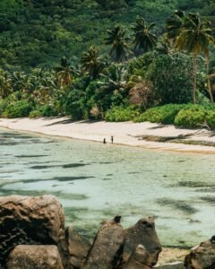 Scenic View of a White Sand Beach, Seychelles