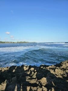 Sea Waves Rolling to Rocky Beach, Mauritius