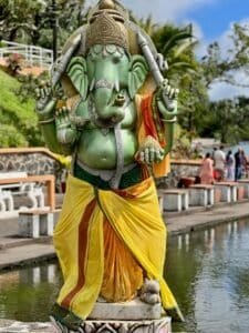 Statue of Ganesha by a Serene Pond, Mauritius