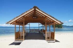 small jetty - beach hut, la digue, Seychelles