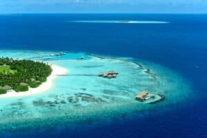 Aerial Shot of Island Surrounded by Blue Sea, Maldives