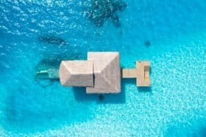 Aerial View of Ultra Luxury Overwater Bungalow, Maldives