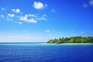 Beautiful Green Island and Blue Sea, Maldives