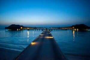Brown Wooden Dock on Sea during Night Time, Maldives