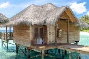 Brown Wooden House on Body of Water, Maldives