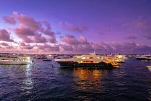 Luxurious Yachts at Twilight in Maldives