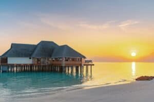 Maldives Island Water Villa Sunset