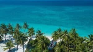 Stunning Aerial View of Maldives Beach Paradise, Dhaalu Atoll, Maldives