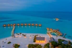 Tranquil Overwater Villas at Dusk in Maldives