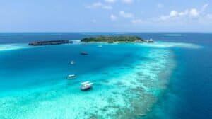 Turquoise Water Near an Island, Maldives