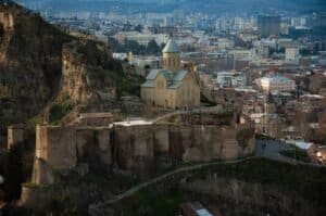 Aerial photograph of Tbilisi's historic church, Georgia