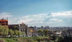 Captivating view of Yerevan cityscape with Mount Ararat in the background, Armenia