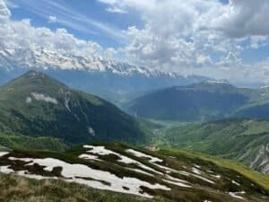Scenic landscape of the Caucasus Mountains in Georgia with snow-capped peaks, Georgia