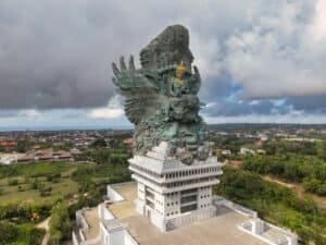 Stunning aerial shot of the Garuda Wisnu Kencana statue in Bali Bali Budget Travel Guide 2026: Travel Bali Cheap Under $50/Day Stunning aerial shot of the Garuda Wisnu Kencana statue in Bali