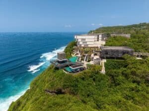 a luxurious cliffside resort with infinity pools in Bali, Indonesia