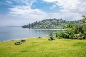 lush greenery and calm water, Rwanda